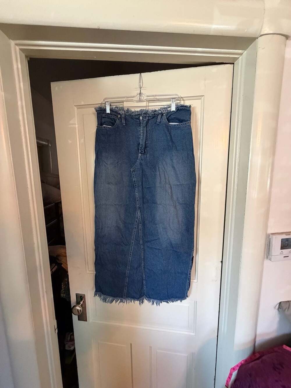 Details Brand Raw Hem Frayed Long Blue Denim Maxi Skirt Size 10